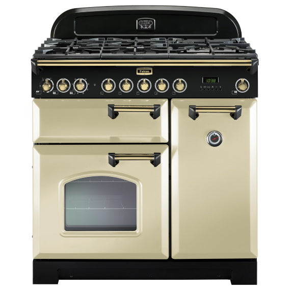 Falcon Classic Deluxe 90cm Dual Fuel Cooker - Cream & Brass