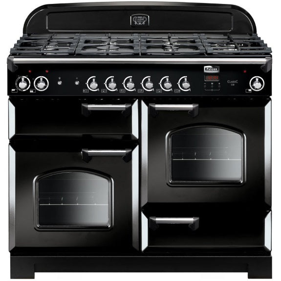 Falcon Classic 110cm Dual Fuel Cooker - Black and Chrome