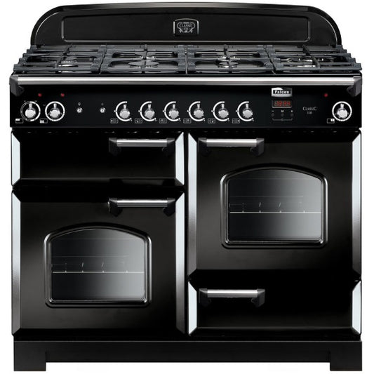 Falcon Classic 110cm Dual Fuel Cooker - Black and Chrome