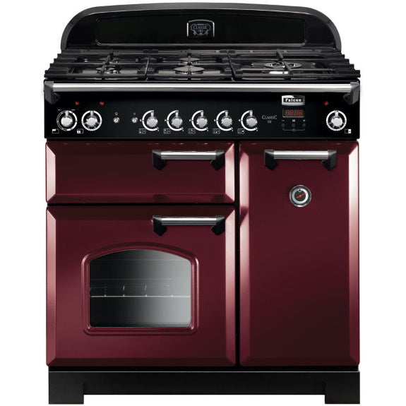 Falcon Classic 90cm Gas Cooker - Cranberry & Chrome