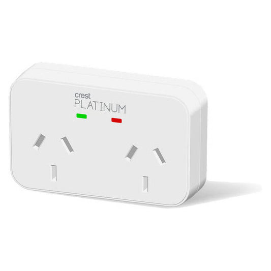 Crest Platinum Surge Protector 2 Socket Power Adaptor - White