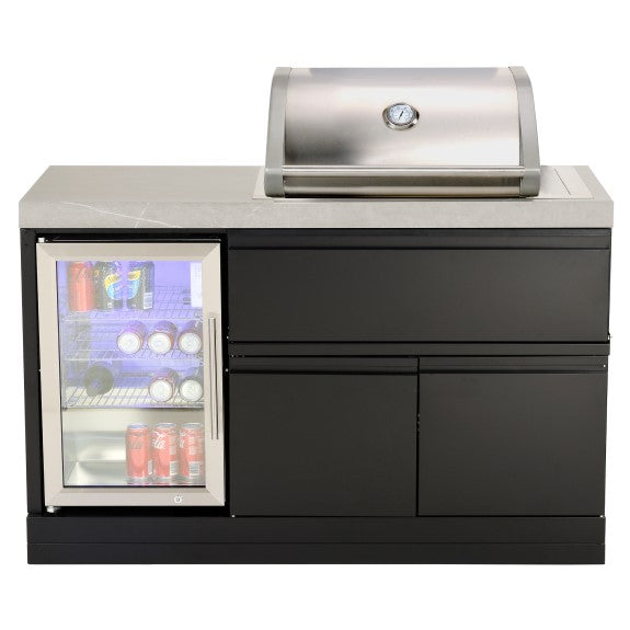 Crossray Mini Outdoor Kitchen with 2 Burner Gas BBQ with Single Fridge