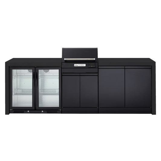 Crossray eXtreme Electric Outdoor Kitchen with 2 Door Fridge - Black