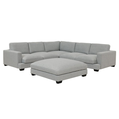Daria 5 Seater Corner Fabric Lounge with Ottoman - Light Grey