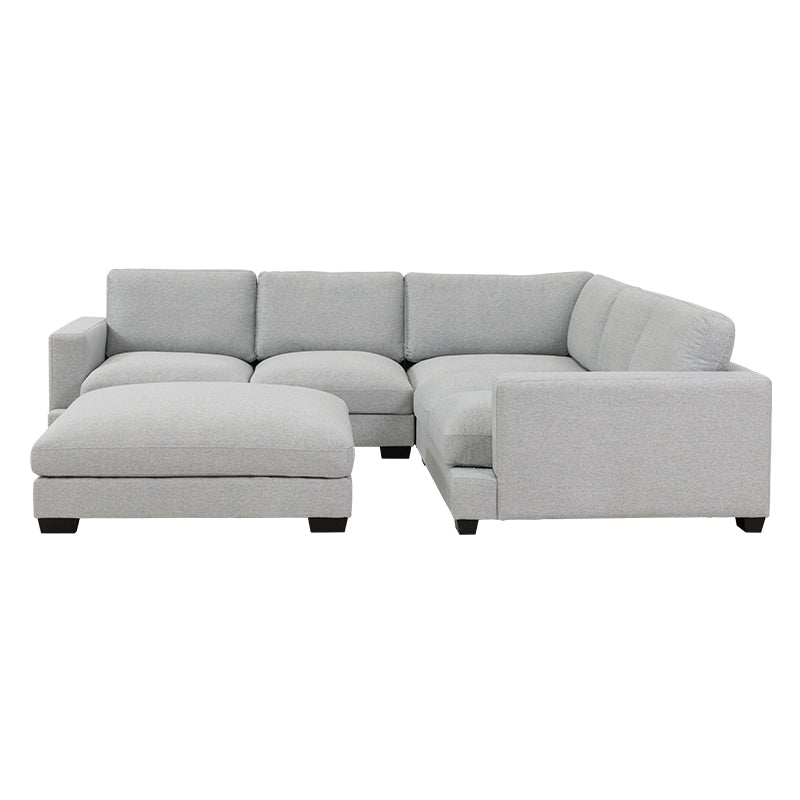 Daria 5 Seater Corner Fabric Lounge with Ottoman - Light Grey