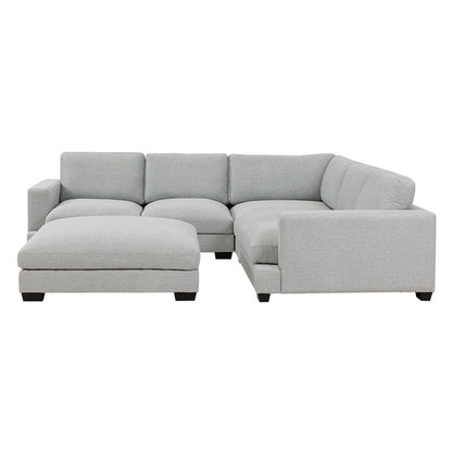 Daria 5 Seater Corner Fabric Lounge with Ottoman - Light Grey