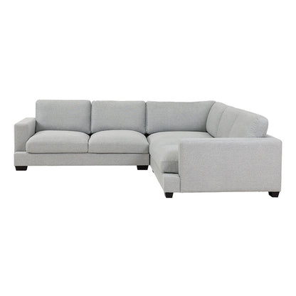 Daria 5 Seater Corner Fabric Lounge with Ottoman - Light Grey