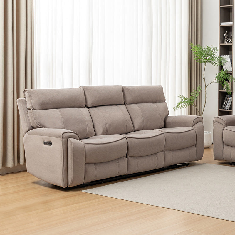 Dynasty 3+1+1 Electric Fabric Recliner Suite - Latte