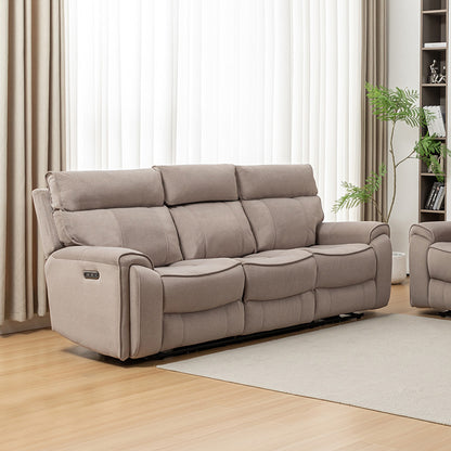 Dynasty 3+1+1 Electric Fabric Recliner Suite - Latte