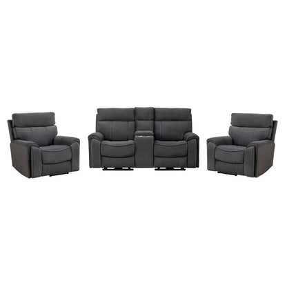 Dynasty 2+1+1 Electric Fabric Recliner Suite - Charcoal