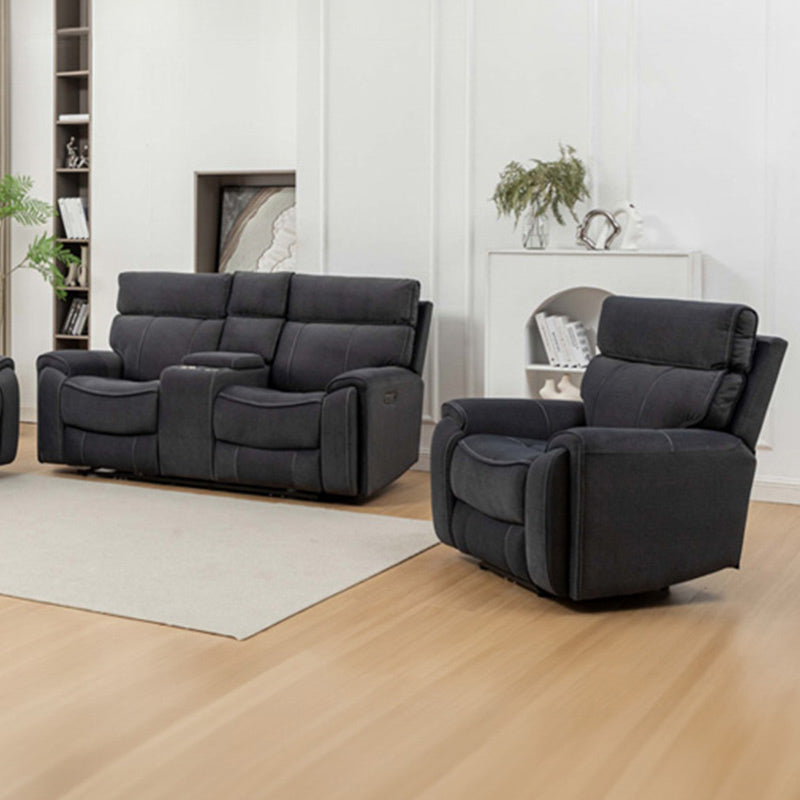 Dynasty 2+1+1 Electric Fabric Recliner Suite - Charcoal
