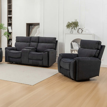 Dynasty 2+1+1 Electric Fabric Recliner Suite - Charcoal