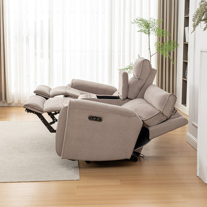 Dynasty 2+1+1 Electric Fabric Recliner Suite - Latte