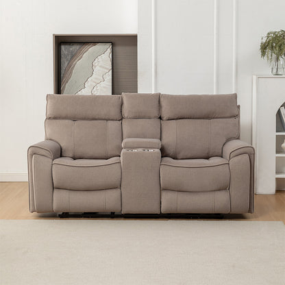 Dynasty 2+1+1 Electric Fabric Recliner Suite - Latte