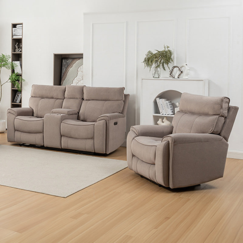 Dynasty 2+1+1 Electric Fabric Recliner Suite - Latte