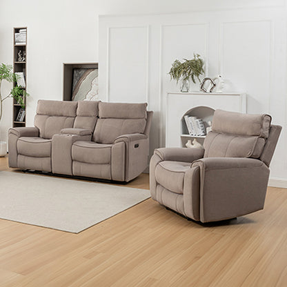 Dynasty 2+1+1 Electric Fabric Recliner Suite - Latte