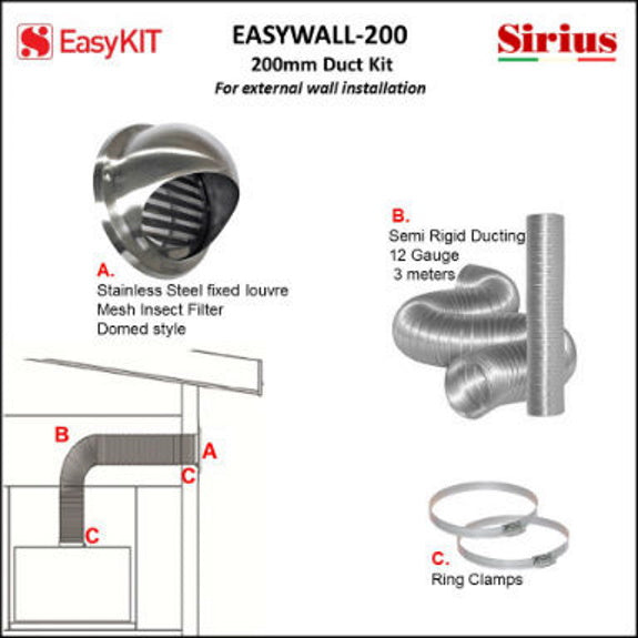 SIRIUS EXTERNAL WALL DOME VENT KIT 200mm