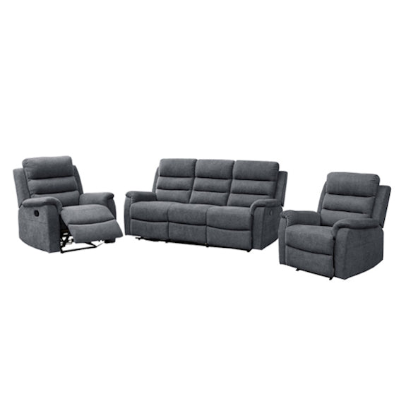 Edison 3+1+1 Fabric Recliner Lounge Suite - Charcoal