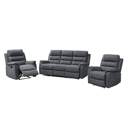 Edison 3+1+1 Fabric Recliner Lounge Suite - Charcoal