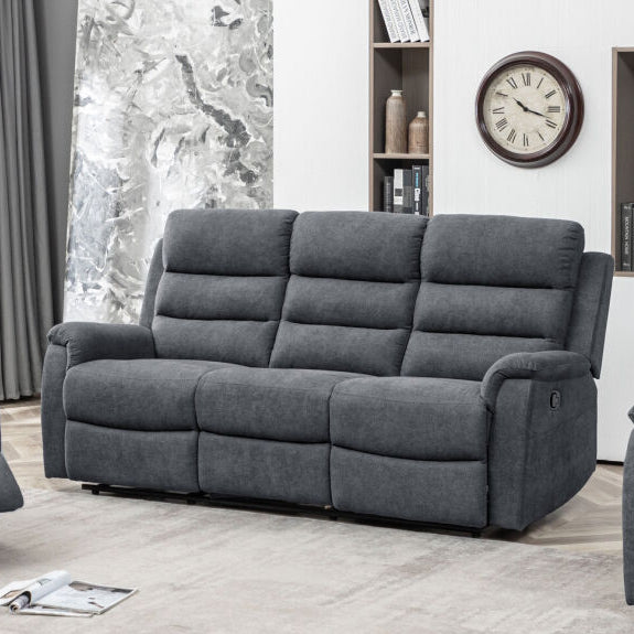 Edison 3+1+1 Fabric Recliner Lounge Suite - Charcoal