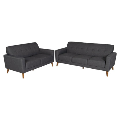 Elmo 2+3 Seater Fabric Sofa Pair - Steel