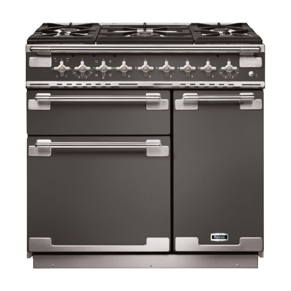 Falcon Elise 90cm 5 Burner Dual Fuel Cooker - Slate and Nickel