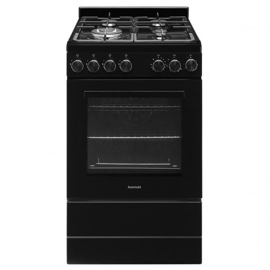 Euromaid 54cm 4 Burner Gas Cooker - Black