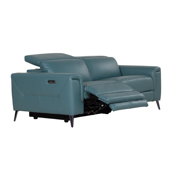 Eva 2 Seater Electric Leather Recliner Sofa - Teal