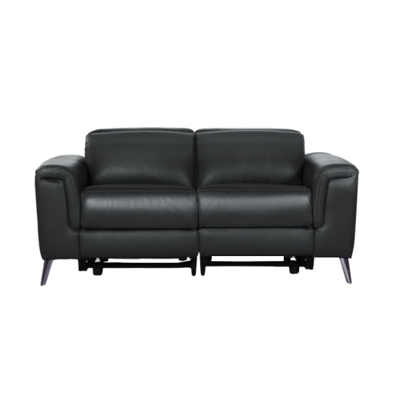 Eva 2 Seater Electric Leather Recliner Sofa - Black