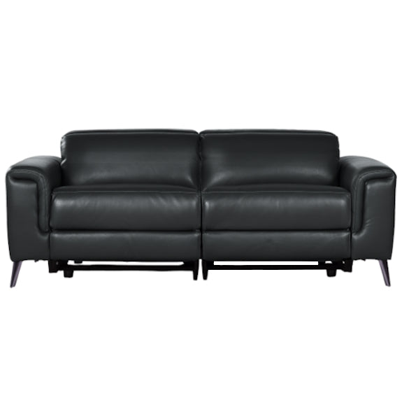 Eva 3 Seater Electric Leather Recliner Sofa - Black