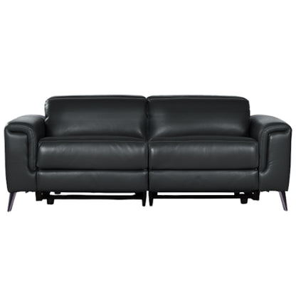 Eva 3 Seater Electric Leather Recliner Sofa - Black
