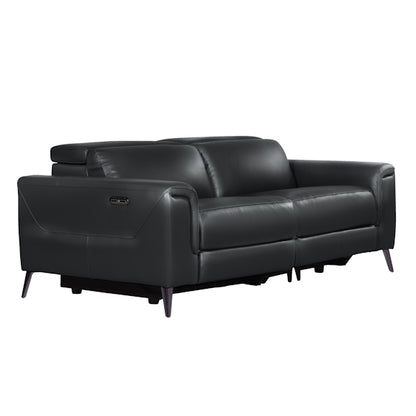 Eva 3 Seater Electric Leather Recliner Sofa - Black
