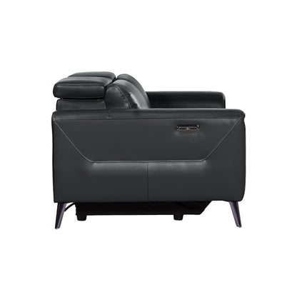 Eva 3 Seater Electric Leather Recliner Sofa - Black