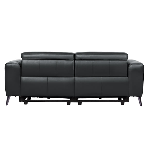 Eva 3 Seater Electric Leather Recliner Sofa - Black