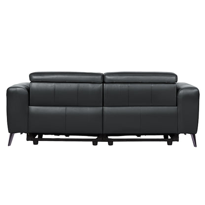 Eva 3 Seater Electric Leather Recliner Sofa - Black
