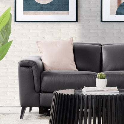 Eva 3 Seater Electric Leather Recliner Sofa - Black