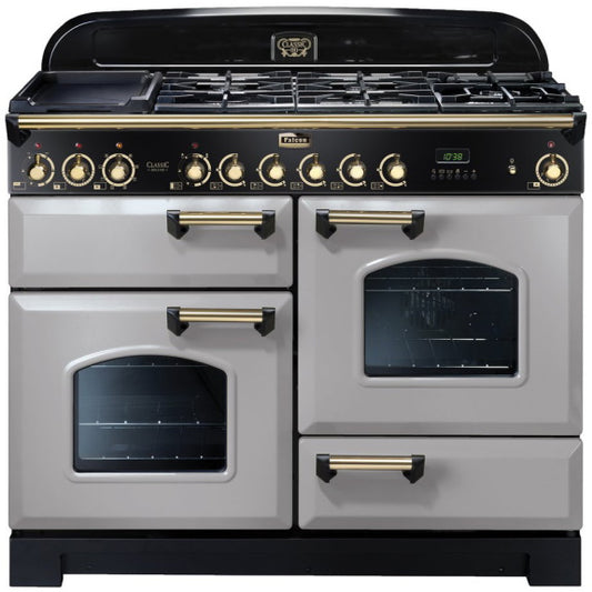 Falcon Classic Deluxe 110cm Dual Fuel Cooker - Royal Pearl and Brass