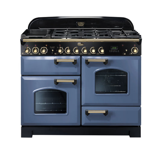 Falcon Classic Deluxe 110cm 5 Burner Dual Fuel Range Cooker - Blue Stone & Brass