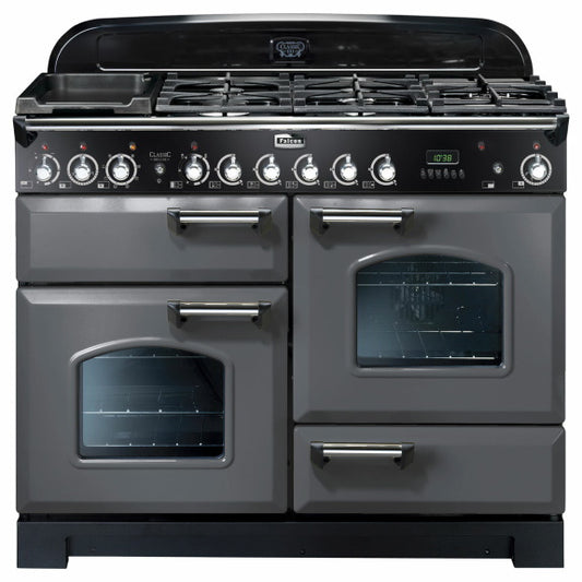 Falcon Classic Deluxe 110cm Dual Fuel Cooker - Slate and Chrome