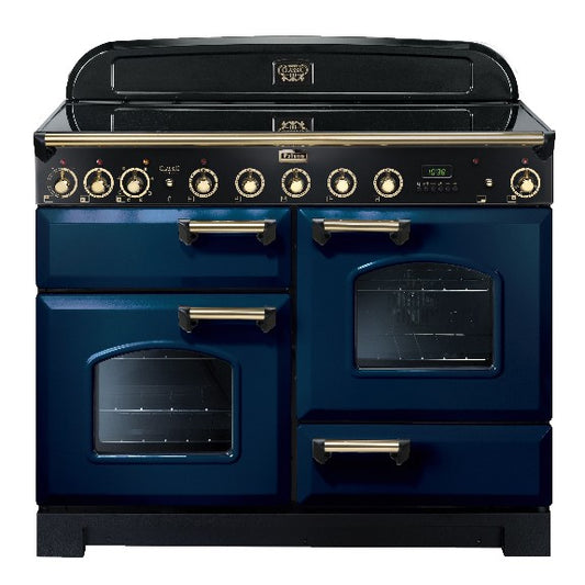 FALCON CLASSIC DELUXE INDUCTION RANGE COOKER  ROYAL BLUE & BRASS 110CM