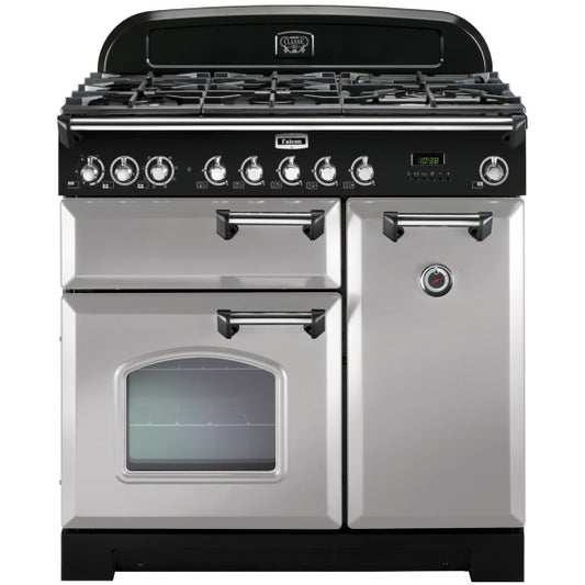Falcon Classic Deluxe 90cm Dual Fuel Cooker - Royal Pearl and Chrome