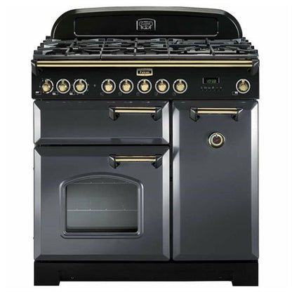Falcon Classic Deluxe 90cm Dual Fuel Cooker - Slate and Brass