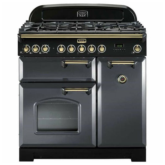 Falcon Classic Deluxe 90cm Dual Fuel Cooker - Slate and Brass