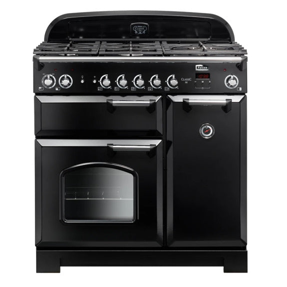 Falcon Classic 90cm Dual Fuel Cooker - Black and Chrome