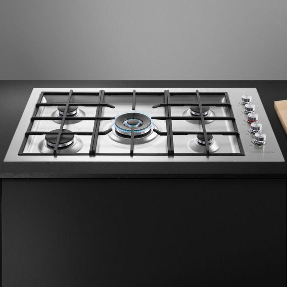 Fisher & Paykel 90cm 5 Burner Gas Cooktop - Brushed Stainless Steel