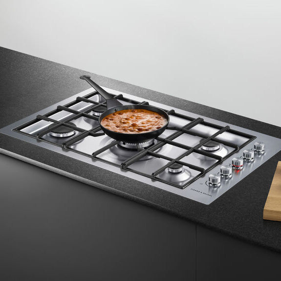 Fisher & Paykel 90cm 5 Burner Gas Cooktop - Brushed Stainless Steel