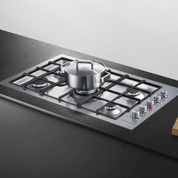 Fisher & Paykel 90cm 5 Burner Gas Cooktop - Brushed Stainless Steel