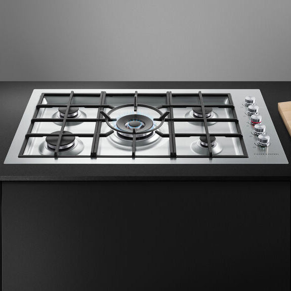Fisher & Paykel 90cm 5 Burner Gas Cooktop - Brushed Stainless Steel