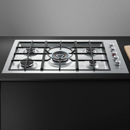 Fisher & Paykel 90cm 5 Burner Gas Cooktop - Brushed Stainless Steel
