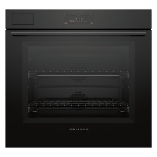 Fisher & Paykel 76cm Minimal Pyrolytic Steam Assist Oven - Black Glass (Series 11)